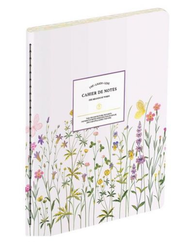 Тефтер Victoria's Journals Florals - Ανοιχτό μωβ, Κάλυμμα πλαστικοποιημένο, με γραμμές, 48 φύλλα, B5 - 1
