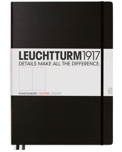 Тефтер Leuchtturm1917 - А4+, διακεκομμένες σελίδες, μαύρο - 1
