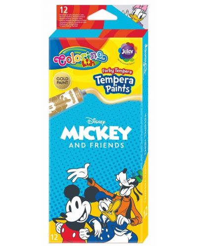 Χρώματα τέμπερας Colorino Disney - Mickey and Friends, 12 χρώματα, 12 ml - 1