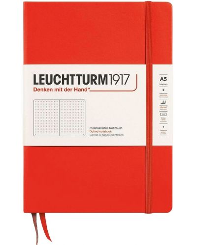Σημειωματάριο Leuchtturm1917 New Colours - А5, σελίδες με τελείες, Lobster,σκληρό εξώφυλλο - 1
