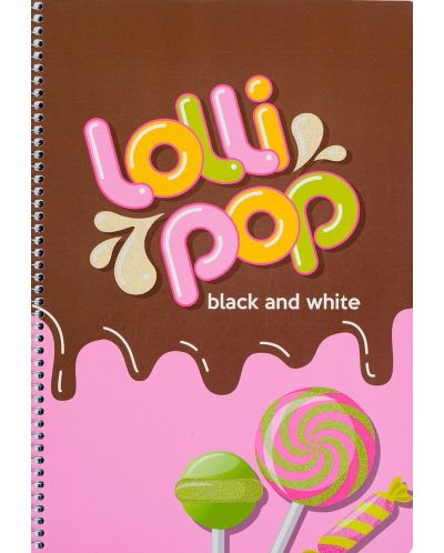 Τετράδιο Black&White - Lolly Pop, А4, 80 φύλλα, φαρδιές σειρές, ποικιλία - 1
