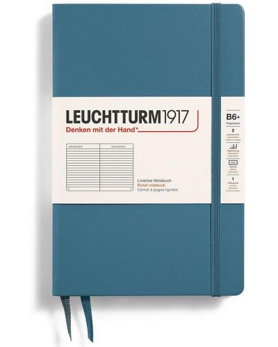 Σημειωματάριο Leuchtturm1917  Paperback - B6+, ανοιχτό μπλε, σελίδες με γραμμές, σκληρό εξώφυλλο - 1