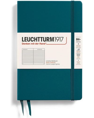 Σημειωματάριο Leuchtturm1917 Paperback - B6+, πράσινο, σελίδες με γραμμές, σκληρό εξώφυλλο - 1