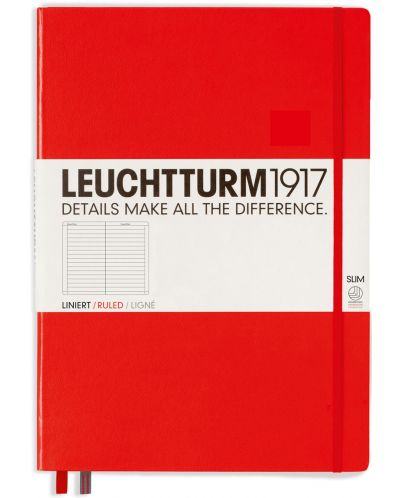 Тефтер Leuchtturm1917 Master Slim - А4+, με γραμμές, Red - 1