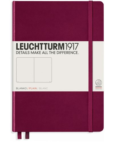 Σημειωματάριο  Leuchtturm1917 - А5,λευκές σελίδες, Port Red - 1