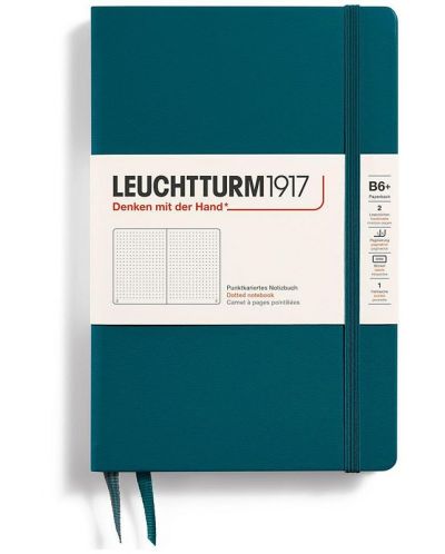 Σημειωματάριο Leuchtturm1917 Paperback - B6+,πράσινο, διακεκομμένες σελίδες, σκληρό εξώφυλλο - 1