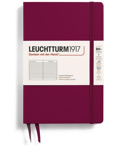 Σημειωματάριο Leuchtturm1917 Paperback - B6+, κόκκινο, σελίδες με γραμμές, σκληρό εξώφυλλο - 1