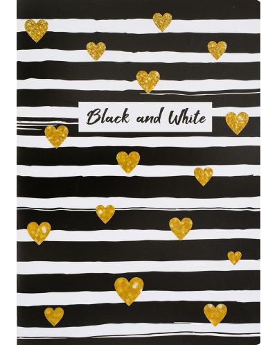 Τετράδιο Black&White - Black/Gold, А4, 80 φύλλα, φαρδιές σειρές, ποικιλία - 1