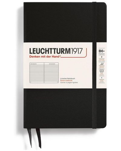 Σημειωματάριο Leuchtturm1917  Paperback - B6+, μαύρο, σελίδες με γραμμές, σκληρό εξώφυλλο - 1