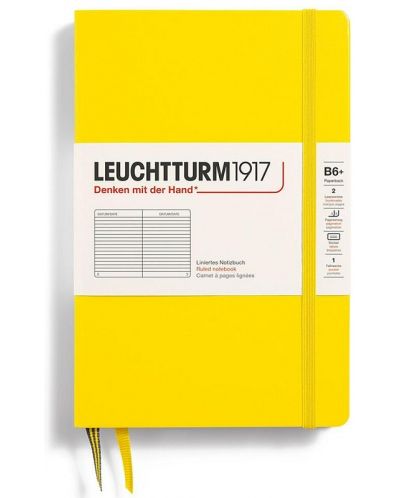 Σημειωματάριο Leuchtturm1917 Paperback - B6+, κίτρινο, σελίδες με γραμμές, σκληρό εξώφυλλο - 1