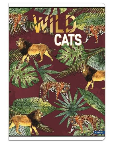 Τετράδιο Lastva Wild Cats - А5, 52 φύλλα, φαρδιές σειρές, με 2 πλαίσια, ποικιλία - 2