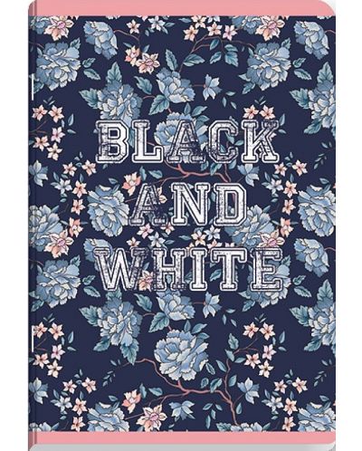 Τετράδιο μαθητή  Black&White - Flowers, A5, 40 φύλλα, φαρδιές γραμμές, ποικιλία - 1