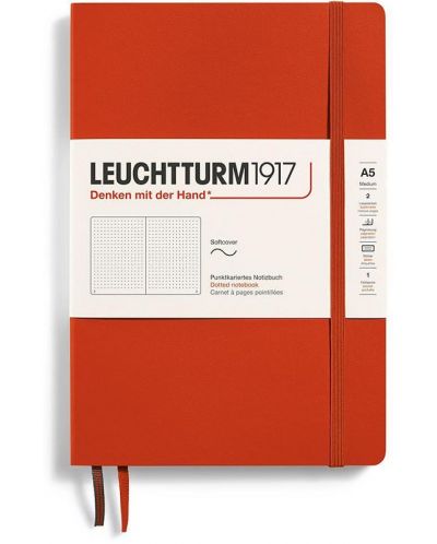Σημειωματάριο Leuchtturm1917 Natural Colors - A5, κόκκινο, διακεκομμένες σελίδες, μαλακό εξώφυλλο - 1