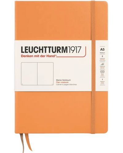 Тефтер Leuchtturm1917 New Colours - А5, λευκά φύλλα, Apricot, твърди корици - 1