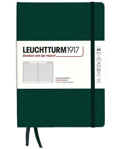 Σημειωματάριο Leuchtturm1917 Natural Colors - A5, σκούρο πράσινο, σελίδες με γραμμές, σκληρό εξώφυλλο - 1