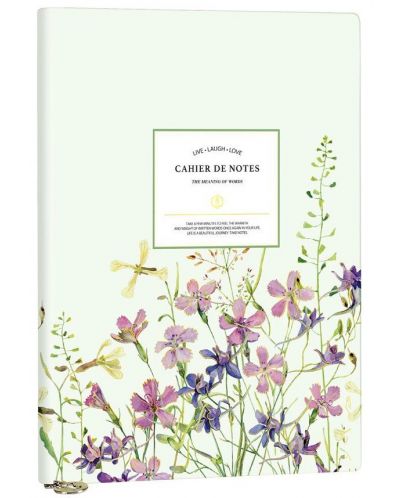 Σημειωματάριο Victoria's Journals Florals - Ανοιχτό πράσινο, πλαστικό εξώφυλλο, 96 φύλλα, А5 - 1