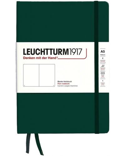Σημειωματάριο Leuchtturm1917 Natural Colors - A5, σκούρο πράσινο, λευκές σελίδες, σκληρό εξώφυλλο - 1