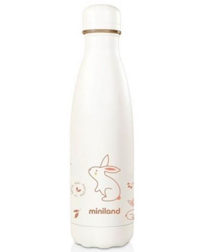Θερμικό μπουκάλι με μαλακό κάλυμμα  Miniland - Natur, Λαγουδάκι,500 ml - 1