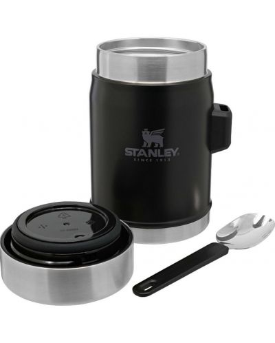 Βάζο θερμός φαγητού με κουτάλι  Stanley The Legendary - Matte Black Pebble, 0.4 l - 2