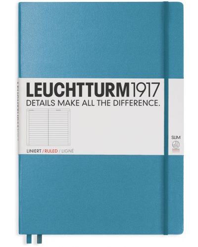 Тефтер Leuchtturm1917 Master Slim - А4+, με γραμμές, Nordic Blue - 1