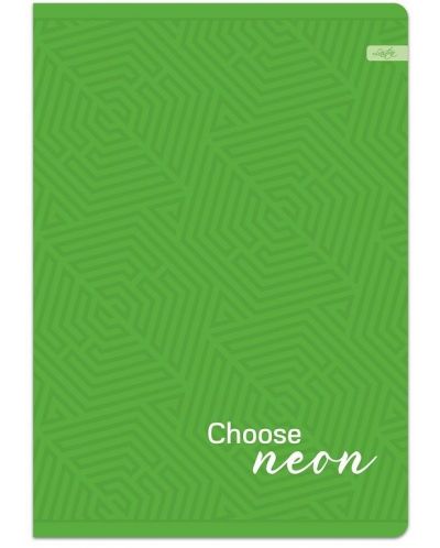 Τετράδιο Lastva Neon - А5, 52 φύλλα, φαρδιές σειρές, με 2 πλαίσια, ποικιλία - 3