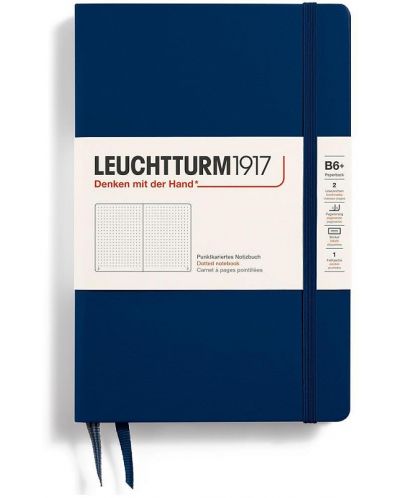 Σημειωματάριο Leuchtturm1917 Paperback - B6+, σκούρο μπλε, διακεκομμένες σελίδες, σκληρό εξώφυλλο - 1
