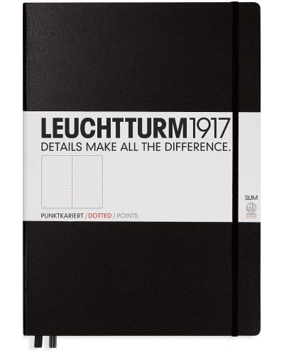 Σημειωματάριο Leuchtturm1917 Notebook Master Slim A4 - Μαύρο, σελίδες με κουκίδες - 1