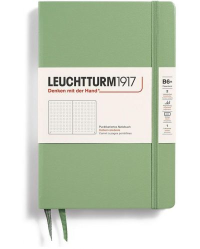 Σημειωματάριο Leuchtturm1917 Paperback - B6+, ανοιχτό πράσινο, διακεκομμένες σελίδες, σκληρό εξώφυλλο - 1