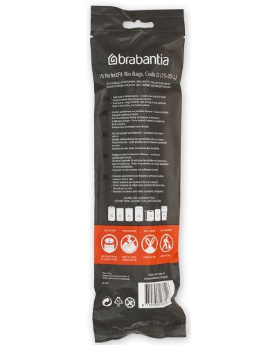 Τσάντα κάδου  Brabantia - PerfectFit, μέγεθος D, 15-20 l, 10 τεμάχια - 2