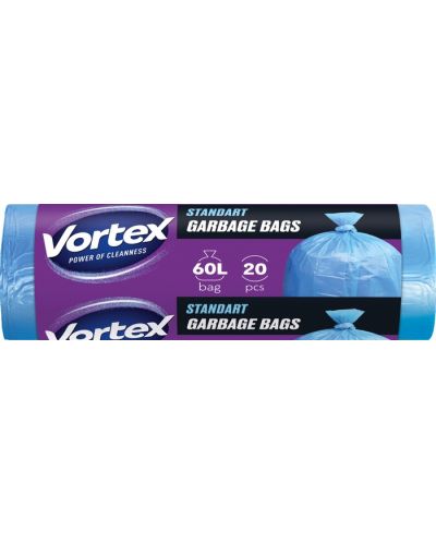 Σακούλες απορριμμάτων Vortex - Standard, 60 l, 20 τεμάχια, μπλε - 1