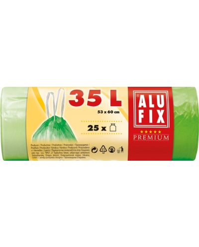 Σακούλες σκουπιδιών με κορδόνια  ALUFIX - 35 l, 25 τεμάχια, πράσινο - 1