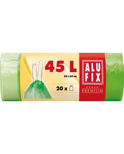 Σακούλες σκουπιδιών με κορδόνια  ALUFIX - 45 l, 20 τεμάχια, πράσινο - 1