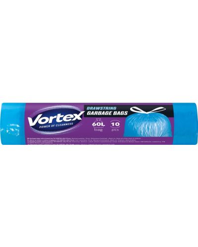 Σακούλες σκουπιδιών με κορδόνια  Vortex - 60 l, 10 τεμάχια, μπλε - 1