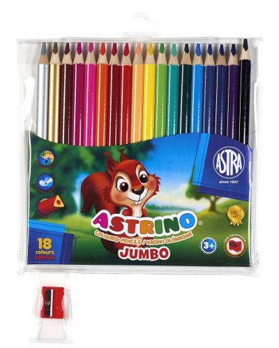 Τριγωνικά έγχρωμα μολύβια Astra Astrino - 18 χρώματα + ξύστρα, ποικιλία - 3