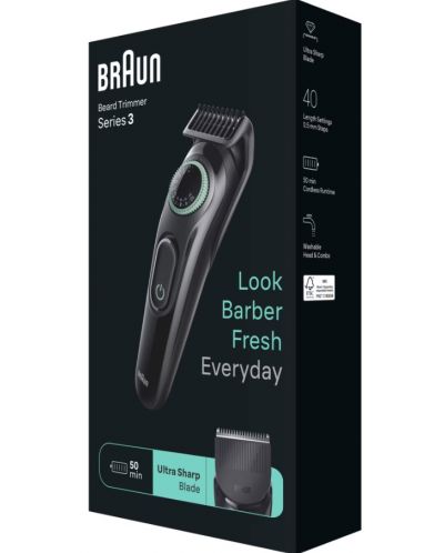 Τρίμερ για γένια και πρόσωπο Braun - BT3411, μαύρο - 4