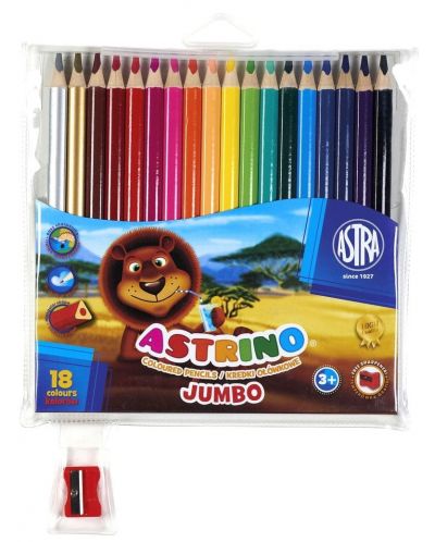 Τριγωνικά έγχρωμα μολύβια Astra Astrino - 18 χρώματα + ξύστρα, ποικιλία - 2