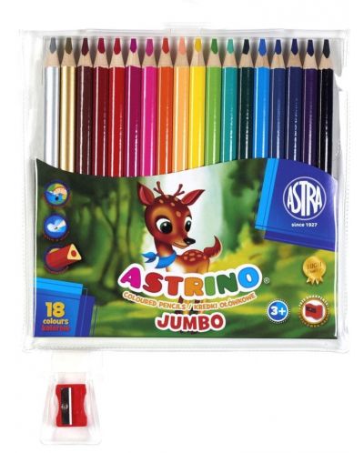 Τριγωνικά έγχρωμα μολύβια Astra Astrino - 18 χρώματα + ξύστρα, ποικιλία - 4