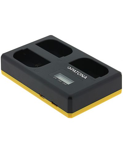 Τριπλός φορτιστής Patona - για μπαταρία Canon LP-E6, USB, κίτρινο - 1