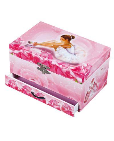 Μουσικό κουτί με συρτάρι Trousselier - Ροζ μπαλαρίνα - 2