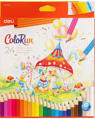 Χρωματιστά μολύβια Deli Colorun - EC130-24, 24 χρωμάτων - 1