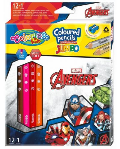 Χρωματιστά μολύβια Colorino - Marvel Avengers JUmbo,12 + 1 χρώματα και ξύστρα - 1