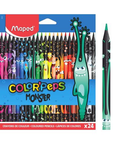 Χρωματιστά μολύβια Maped Color Peps - Monster, 24 χρώματα - 1