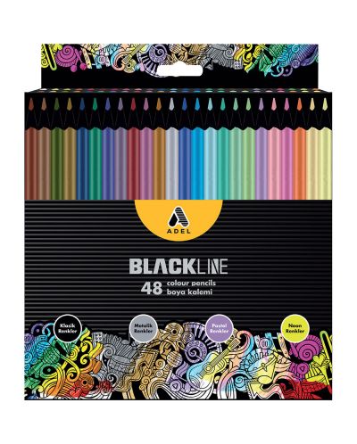 Χρωματιστά μολύβια Adel BlackLine - 48 χρώματα - 1
