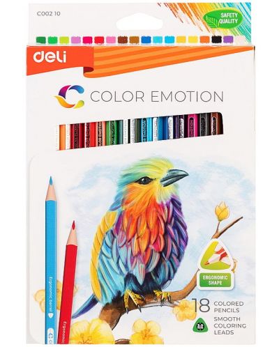 Χρωματιστά μολύβια Deli Color Emotion - EC00210, 18 χρώματα - 1