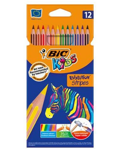 Χρωματιστά μολύβια BIC Evolution Stripes - 12 χρώματα - 1