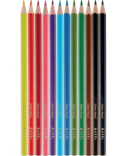 Χρωματιστά μολύβια Adel - 12  χρώματα, μακριά - 2
