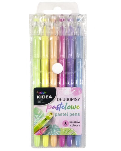 Χρωματιστά στυλό Kidea - 6 χρώματα, παστέλ - 1