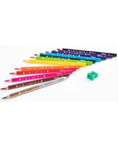 Χρωματιστά μολύβια Colorino Disney - Junior Minnie Jumbo, 12 + 1 χρώματα και ξύστρα - 2