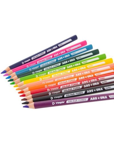 Χρωματιστά τριγωνικά μολύβια  Ars Una - Jumbo, 12 χρωμάτων - 2