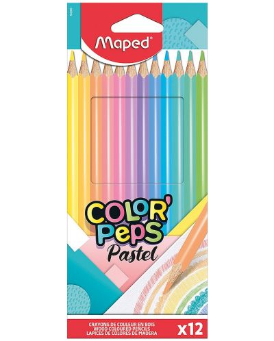 Χρωματιστά μολύβια Maped Color Peps - Παστέλ, 12 χρώματα - 1